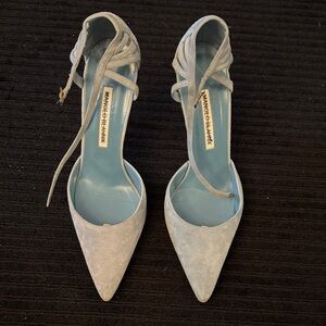 Manolo Blahnik Light Blue Suede Heels